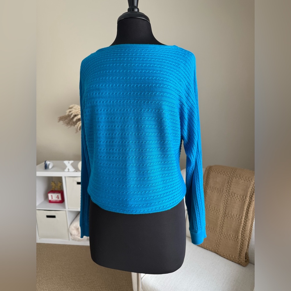 Ralph Lauren - Blue Boat Neck Long-Sleeved Sweater - Size Small